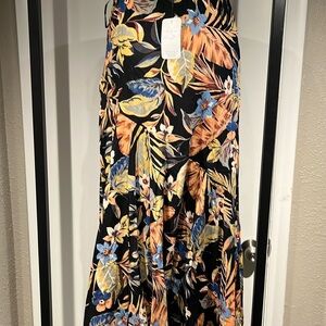 Lola A-Line Orange and Blue Maxi Skirt Resort Wear